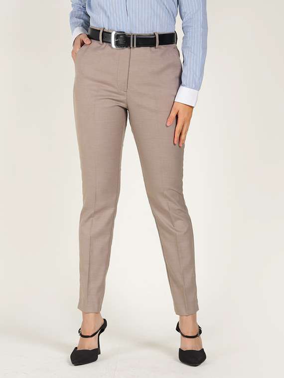 women solid mid rise cigarette pants