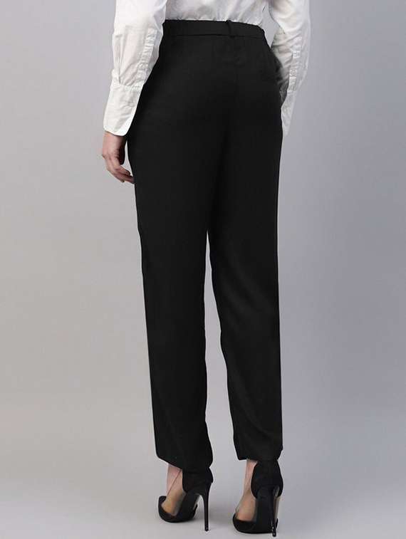women solid high rise straight trouser - 22320748 -  Standard Image - 2