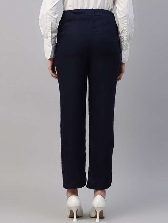 women solid high rise straight trouser - 22320755 -  Standard Image - 2