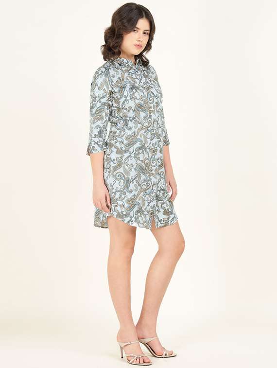 women printed collared shirt dress - 22320786 -  Standard Image - 2