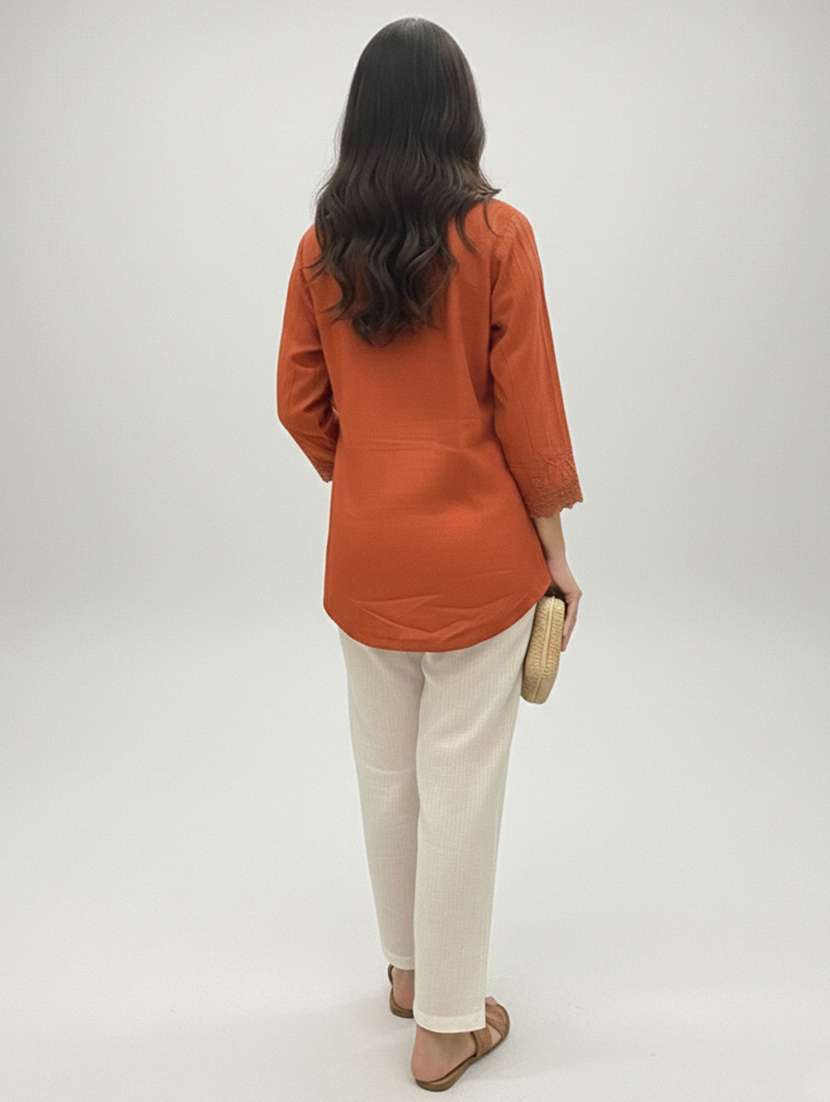 women embroidered three quarter sleeve kurti - 22320798 -  Standard Image - 2