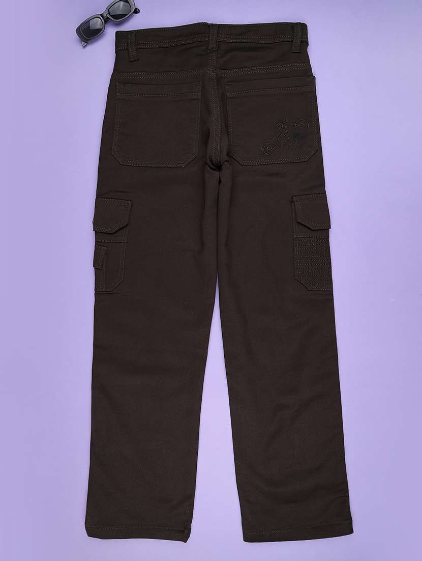 Brown Poly Cotton Plain Jean - 22321006 -  Standard Image - 2