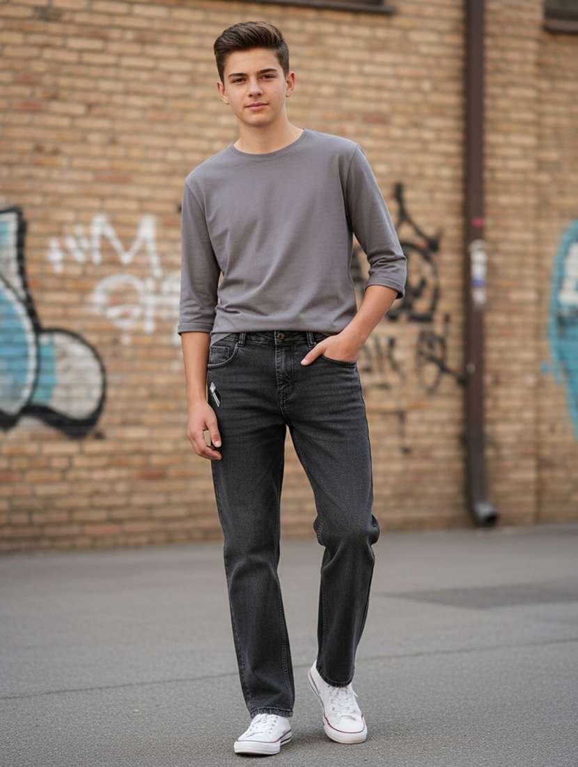 boys solid mid rise slim jeans - 22321061 -  Standard Image - 2