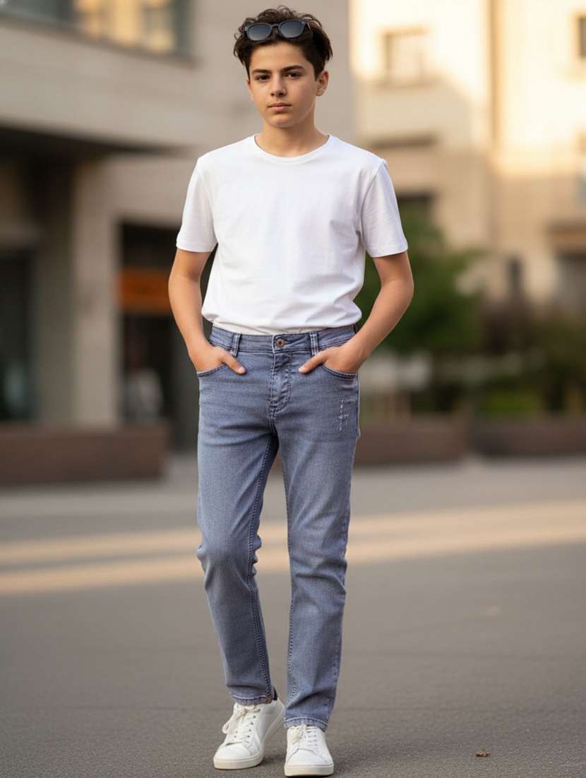 boys solid mid rise slim jeans - 22321077 -  Standard Image - 2