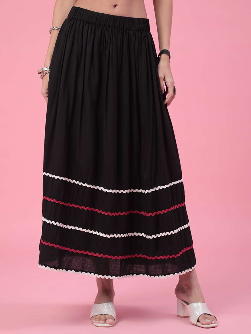 women solid with work high rise flared skirt