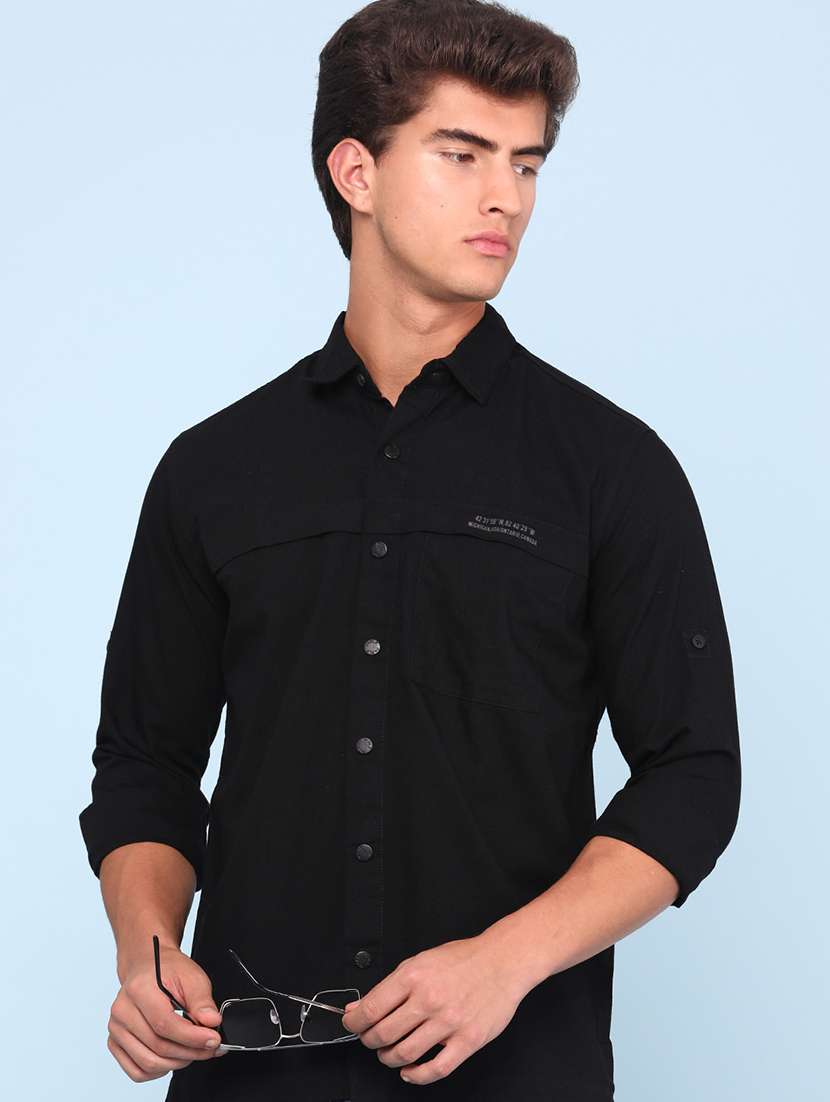 men solid long sleeve regular fit casual shirt