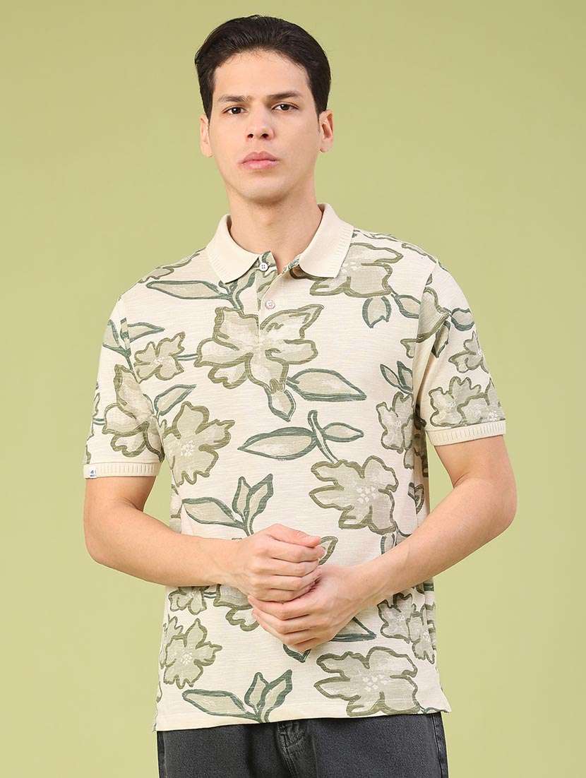 men floral short sleeve regular fit polo t-shirt