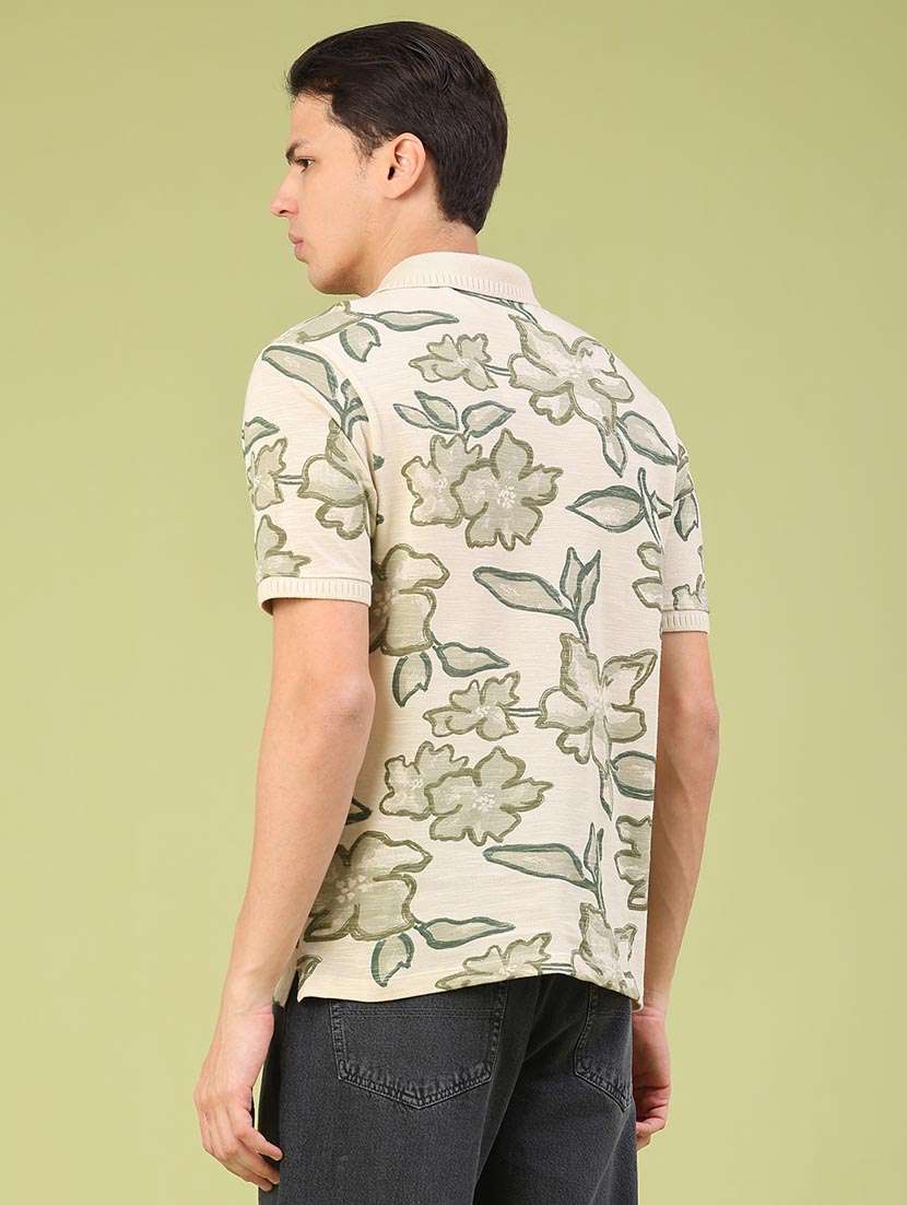 men floral short sleeve regular fit polo t-shirt - 22321418 -  Standard Image - 2