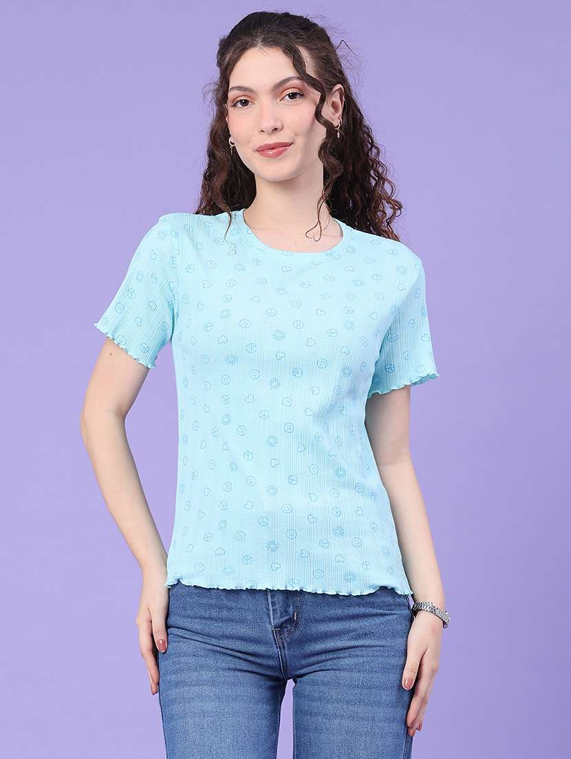 women printed round neck t-shirt - 22321519 -  Standard Image - 2