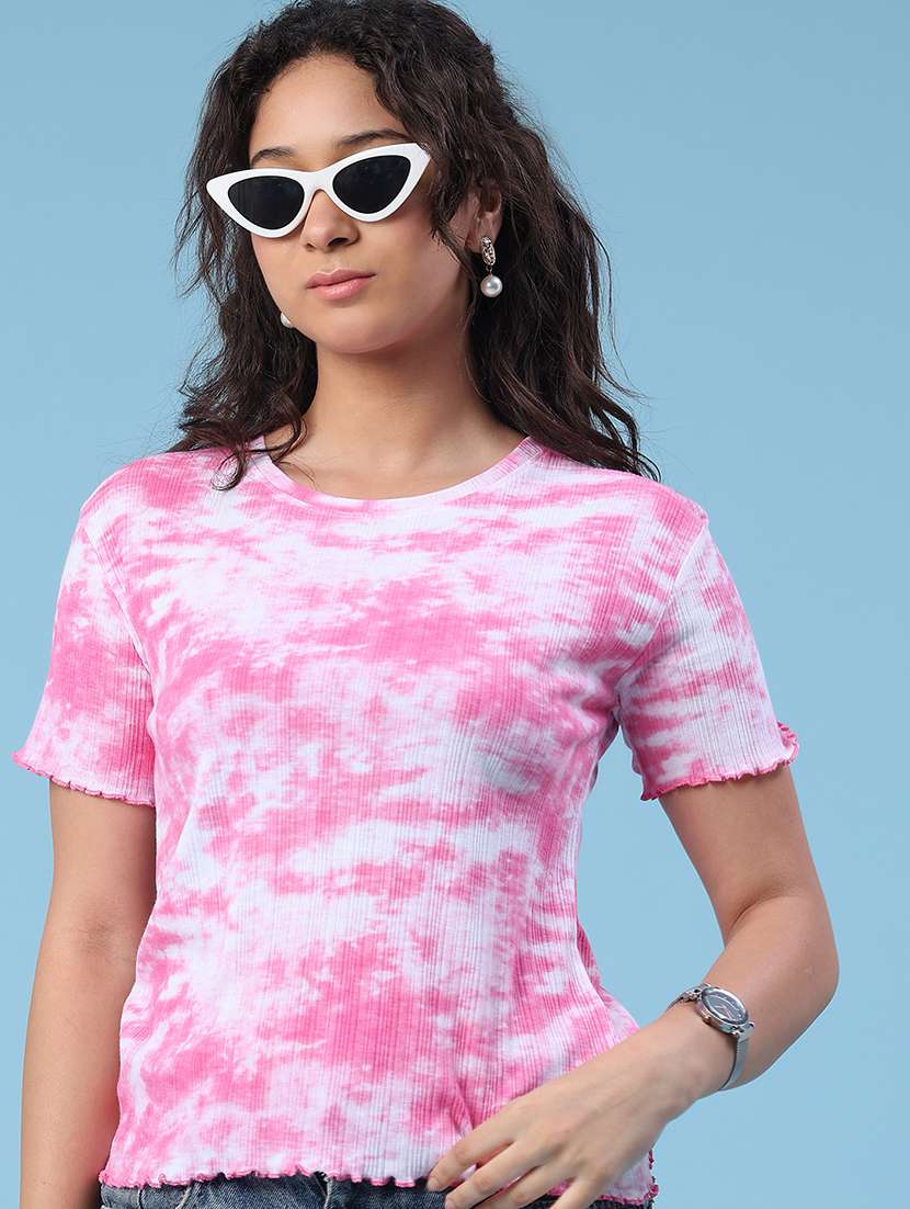 women tie and dye round neck t-shirt