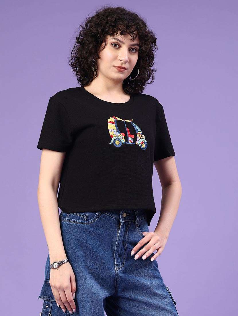 women printed round neck t-shirt - 22321524 -  Standard Image - 2