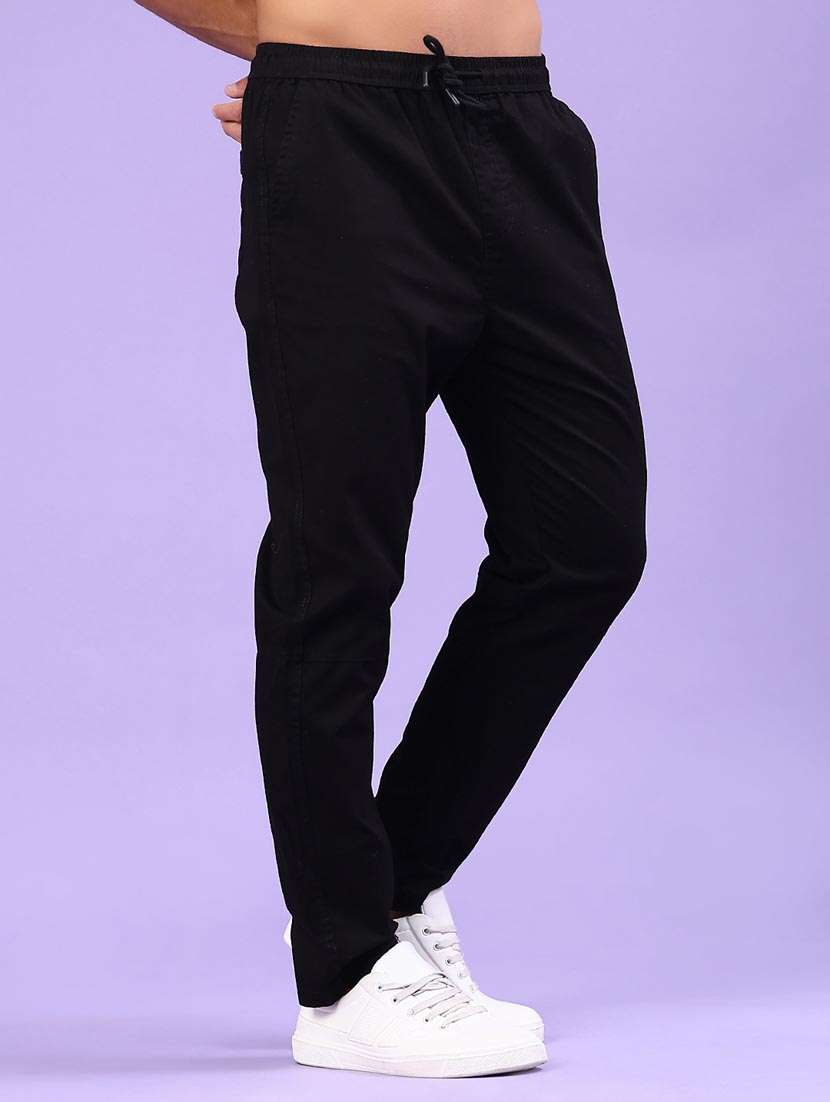 men solid mid rise full length track pant - 22321575 -  Standard Image - 2
