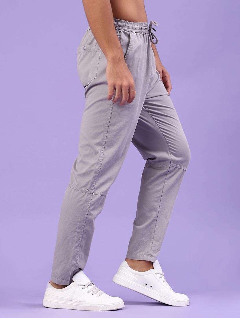 men solid mid rise full length track pant