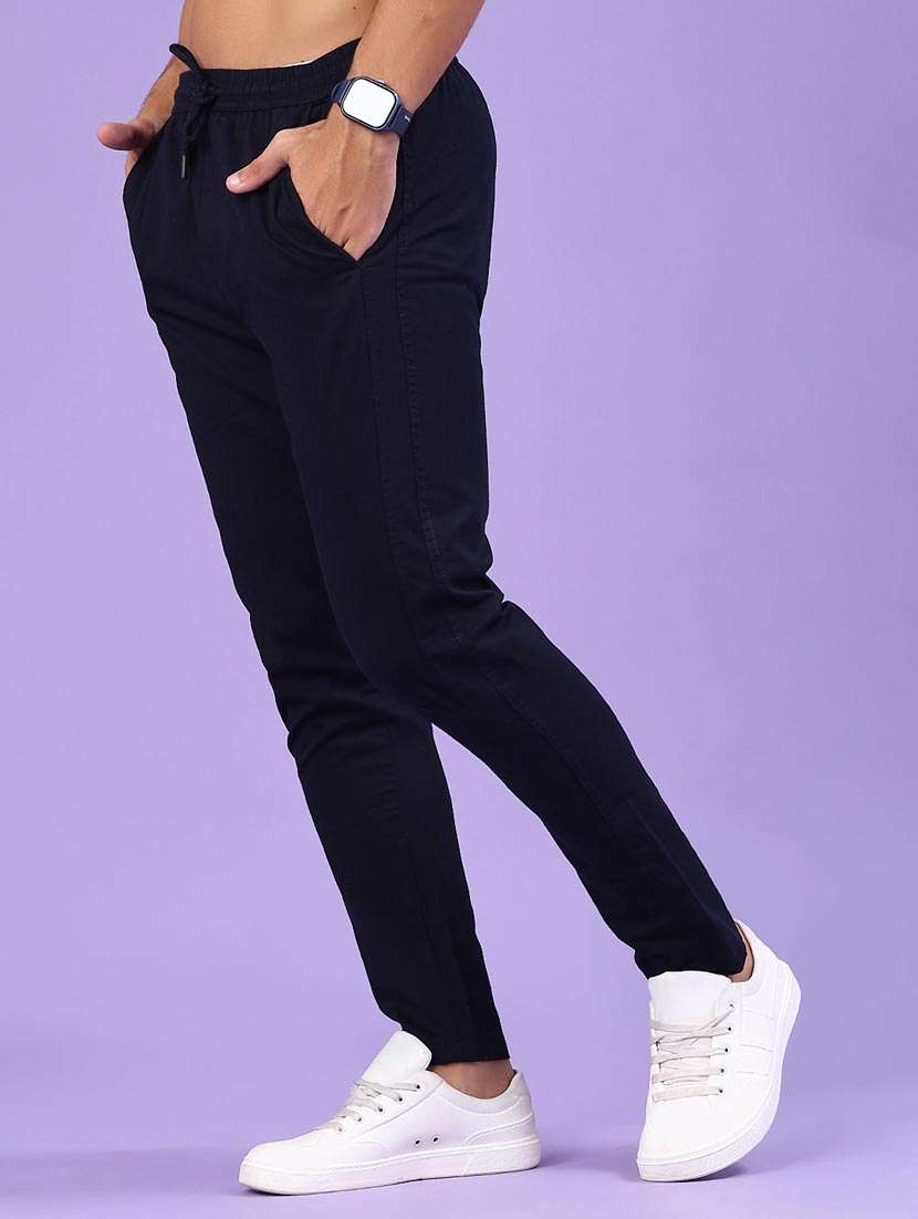 men solid mid rise full length track pant - 22321577 -  Standard Image - 2