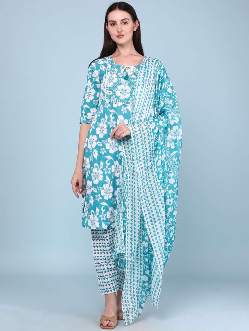 teal cotton kurta pant  set - 22321600 -  Standard Image - 2