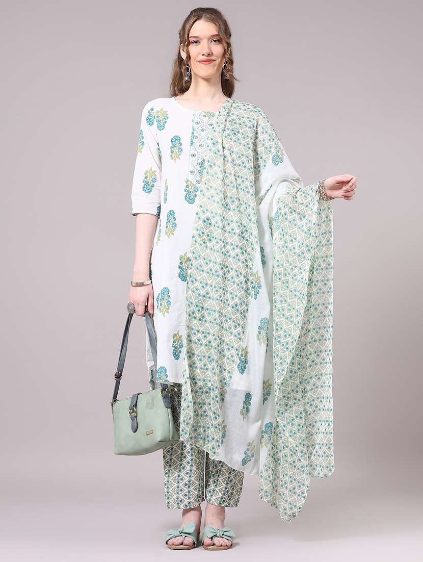 multi colored cotton kurta pant  set