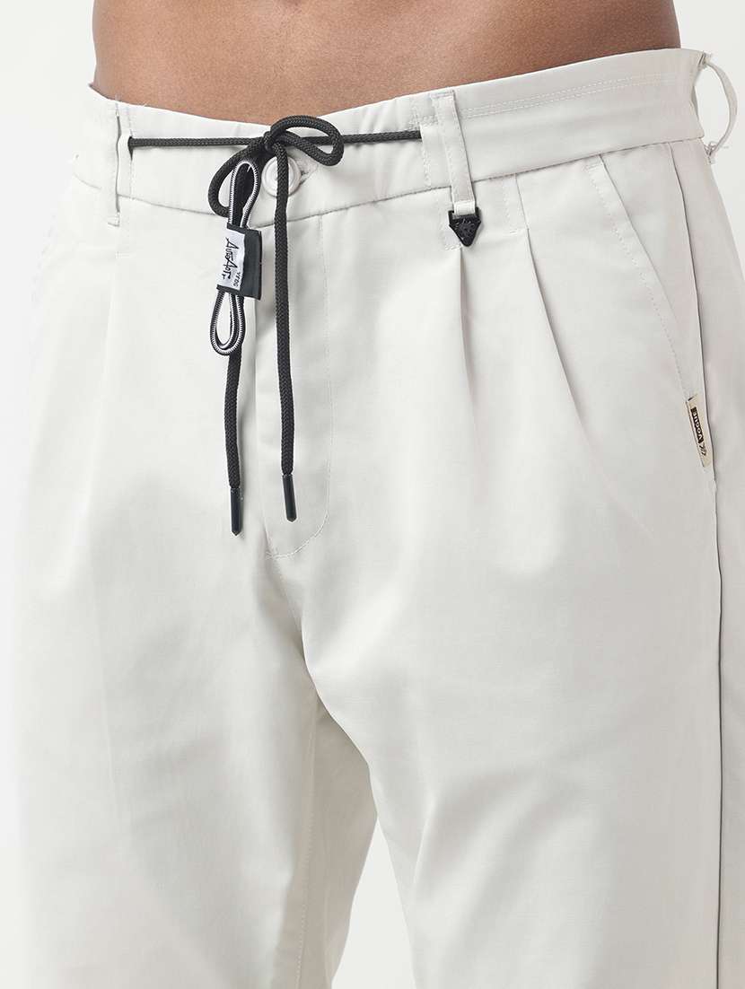 men solid low rise pleated casual trouser - 22321711 -  Standard Image - 7
