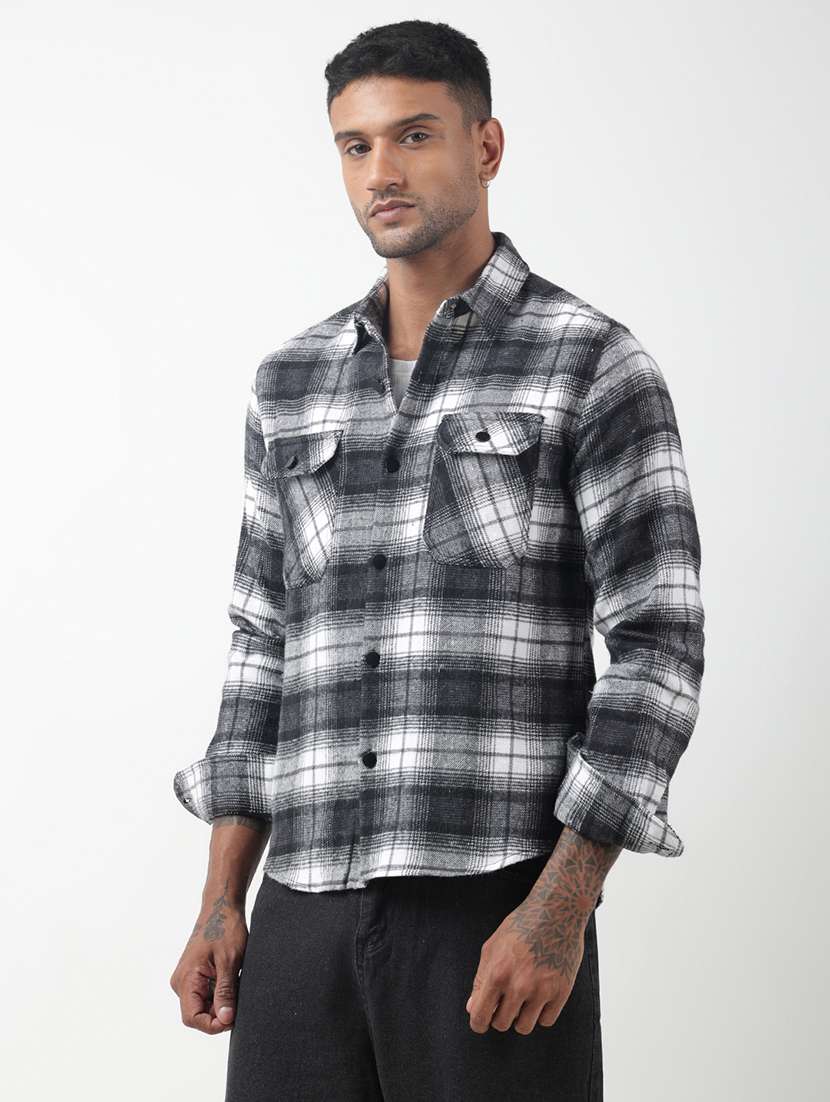 men checkered long sleeve regular fit shacket - 22321716 -  Standard Image - 2