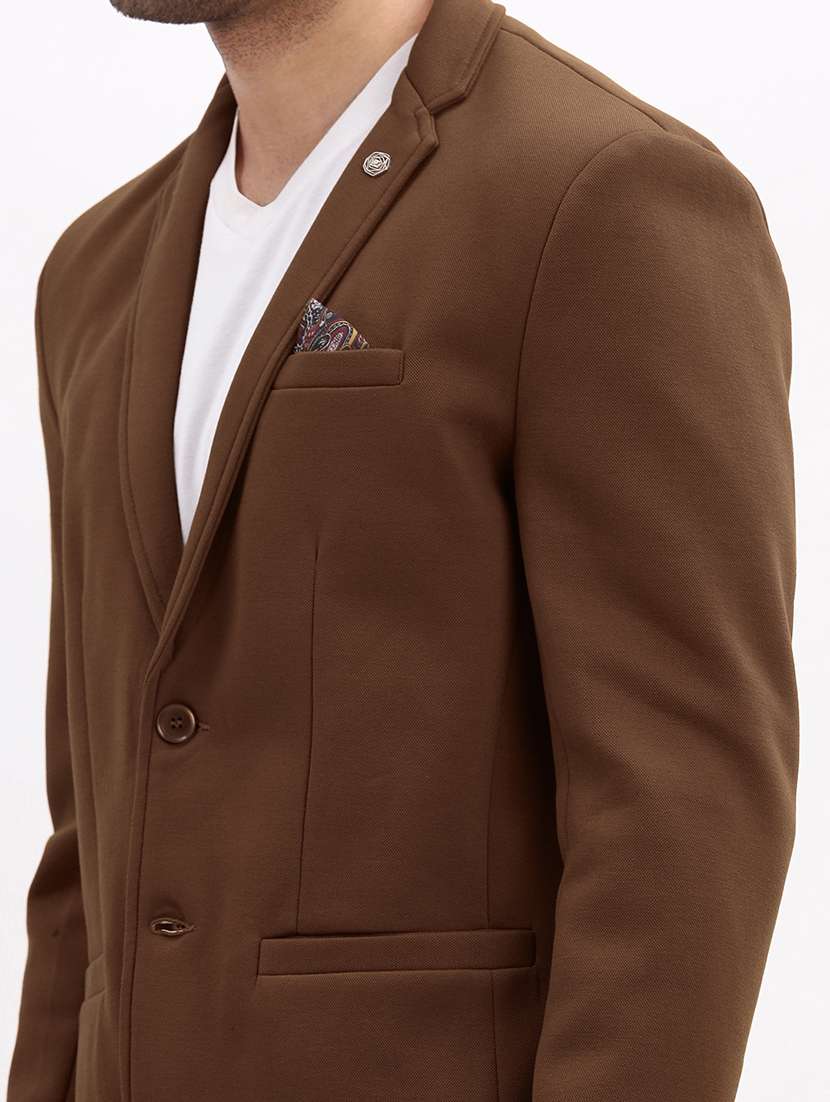 men solid lapel collar single breasted casual blazer - 22321723 -  Standard Image - 7