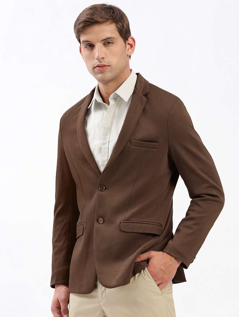 men solid lapel collar single breasted casual blazer - 22321729 -  Standard Image - 2