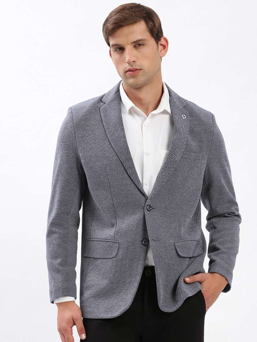 men self design lapel collar single breasted casual blazer - 22321730 -  Standard Image - 2