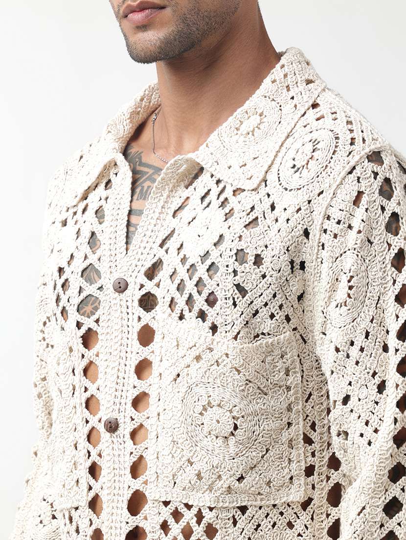Men Self Design Long Sleeve Oversized Casual Shirt - 22321738 -  Standard Image - 7