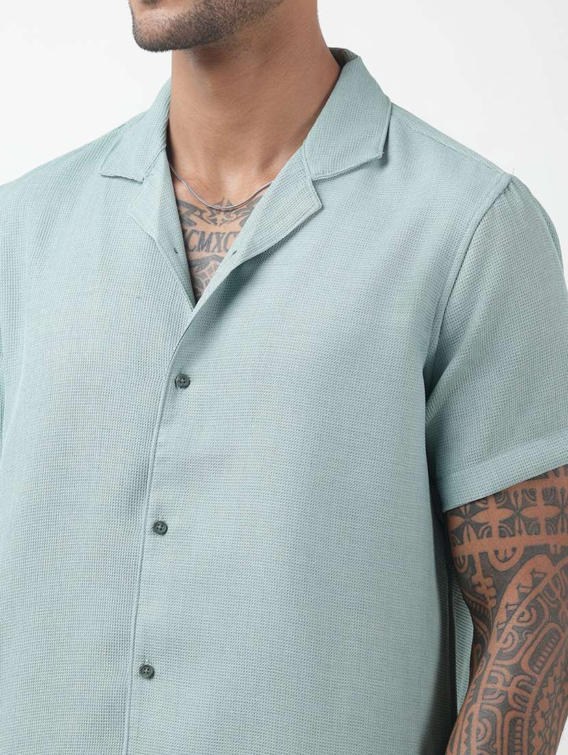 men solid short sleeve shirt & shorts co-ord set - 22321753 -  Standard Image - 7