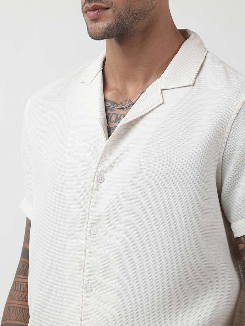 men solid short sleeve shirt & shorts co-ord set - 22321759 -  Standard Image - 7