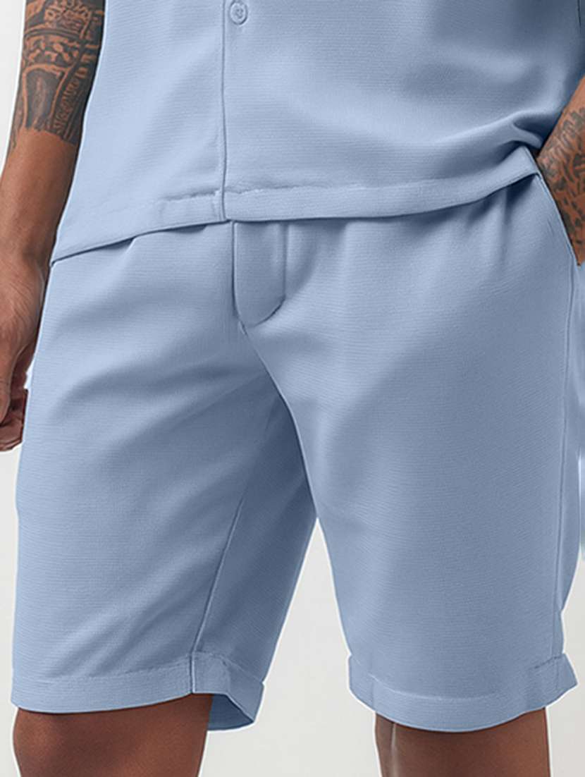 men solid short sleeve shirt & shorts co-ord set - 22321762 -  Standard Image - 7