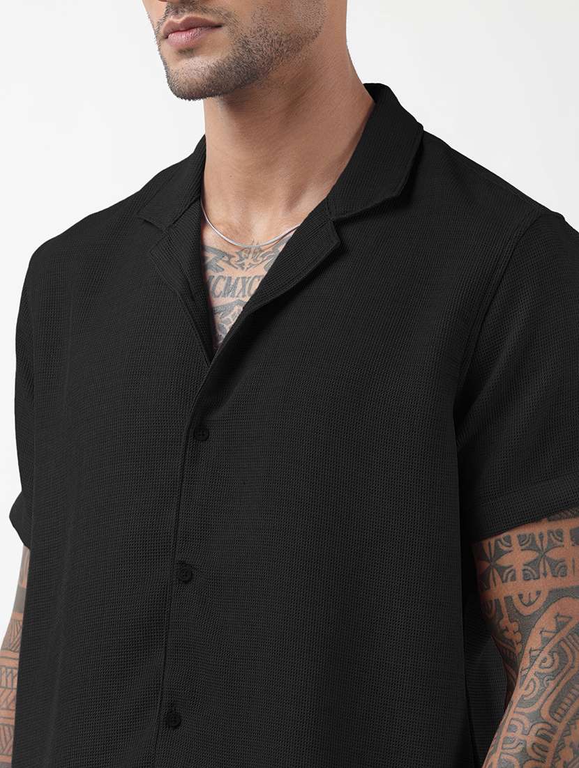 men solid short sleeve shirt & shorts co-ord set - 22321765 -  Standard Image - 7