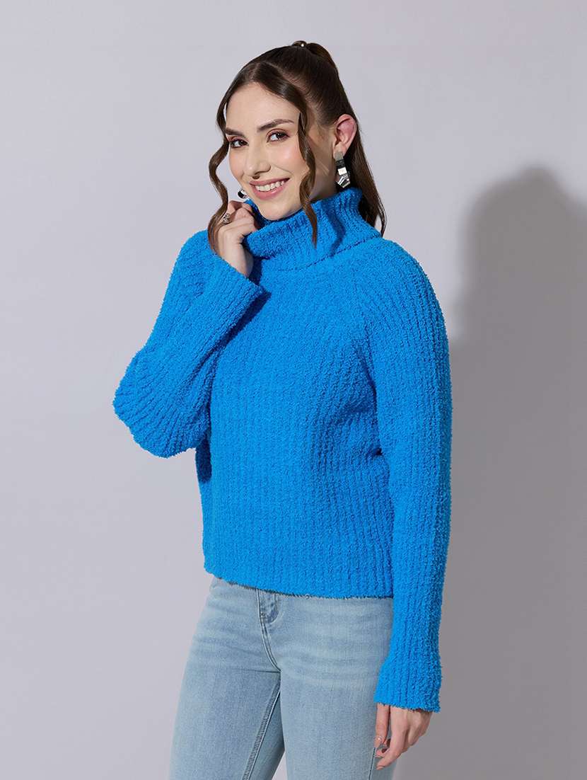 women solid high high neck pullover - 22321766 -  Standard Image - 2