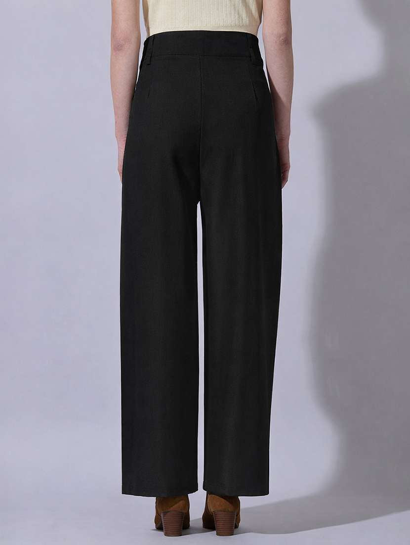 women solid high rise korean pants  - 22321780 -  Standard Image - 2