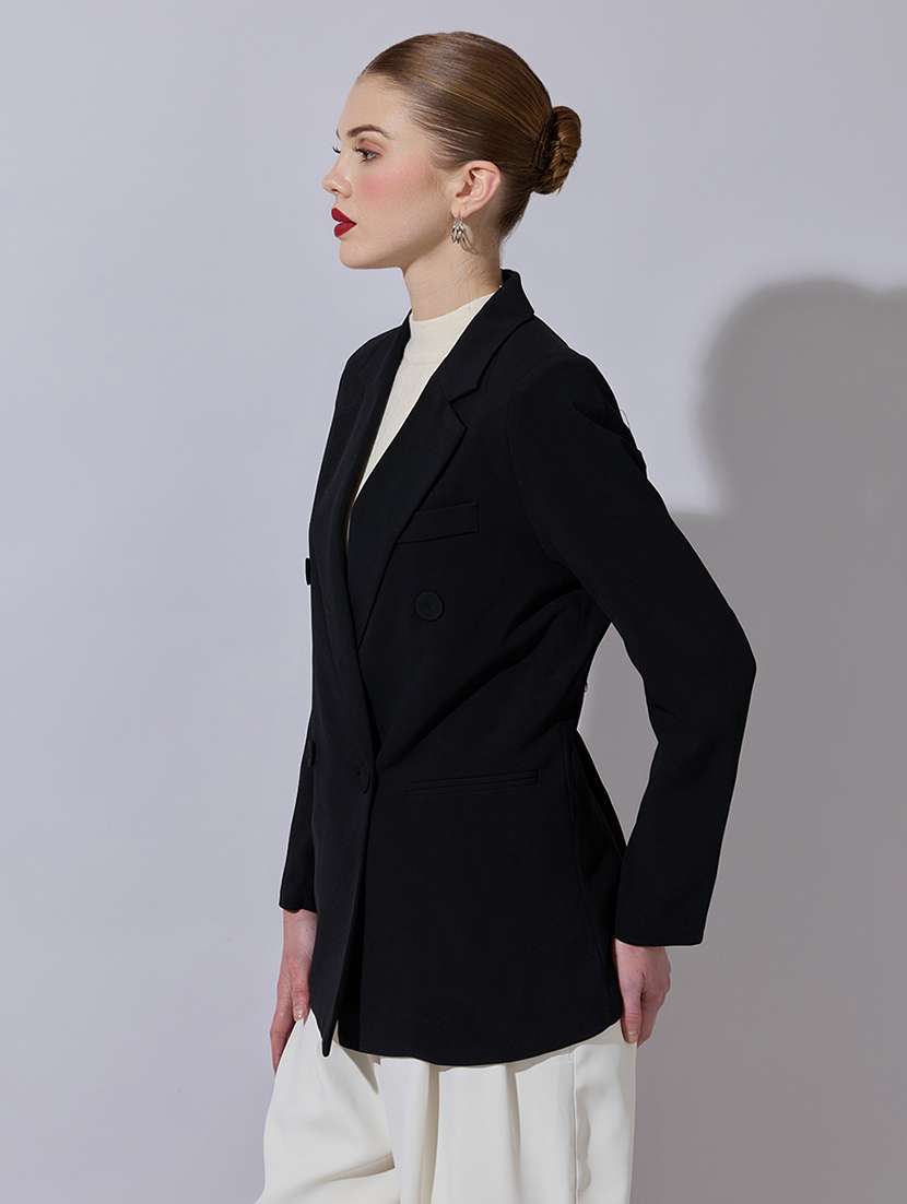 women solid long sleeve double breasted blazer - 22321783 -  Standard Image - 2