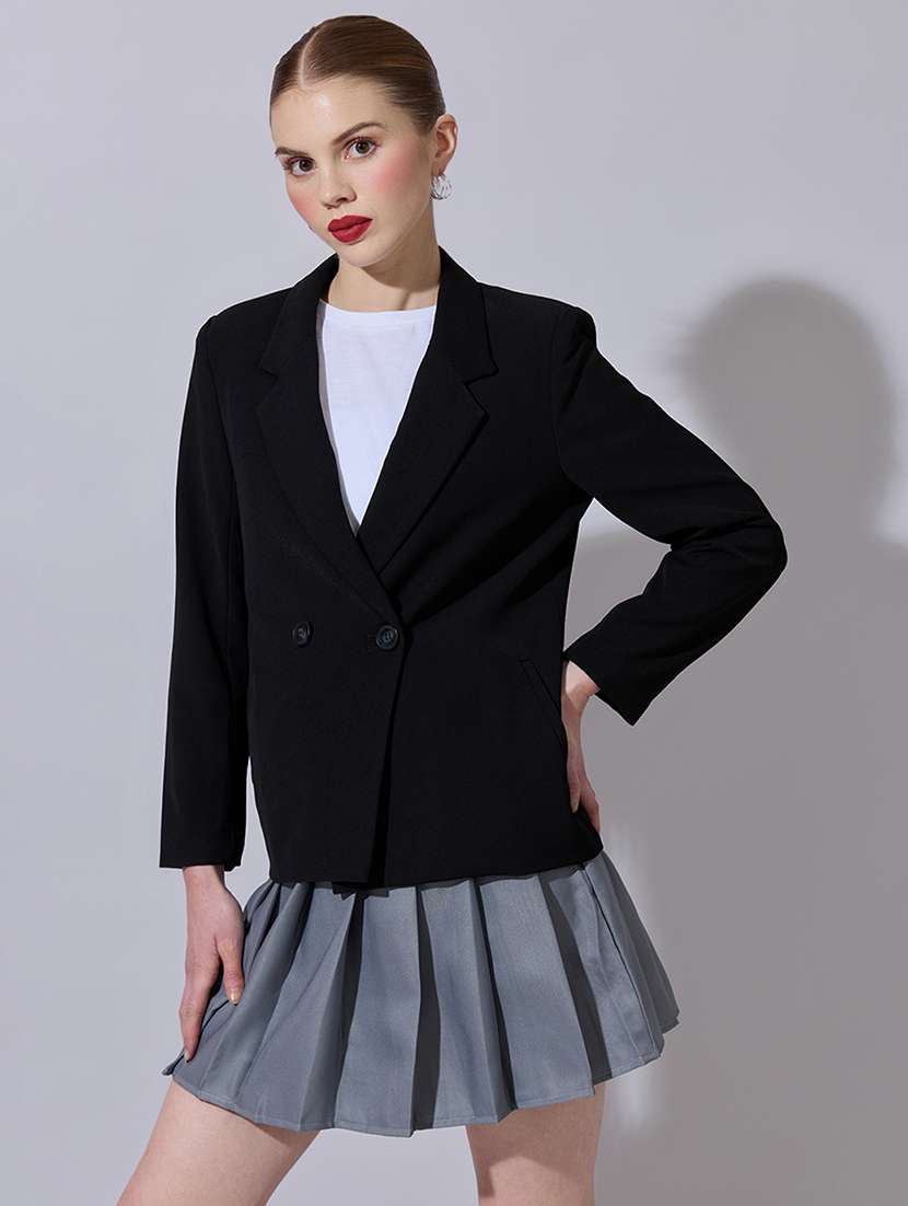 women solid long sleeve double breasted blazer - 22321785 -  Standard Image - 2