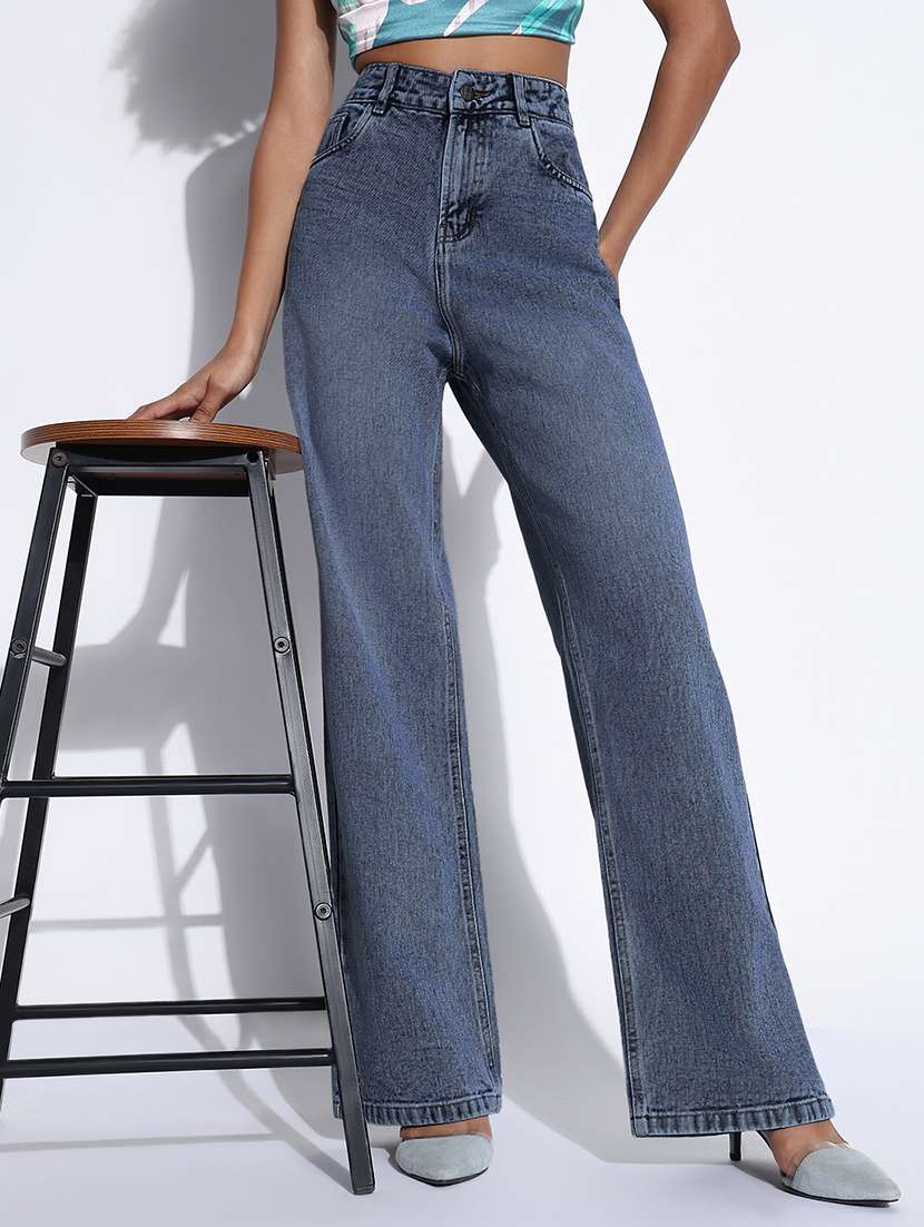 women solid high rise wide leg jean - 22321795 -  Standard Image - 2