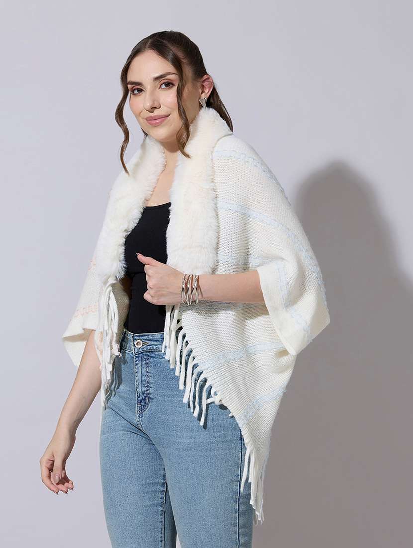 women solid fur detailed shrug - 22321808 -  Standard Image - 2