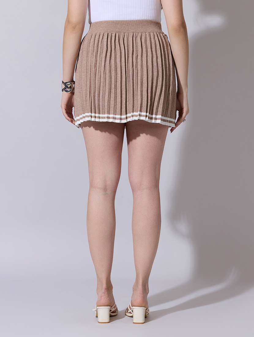 women solid high rise pleated skirt - 22321812 -  Standard Image - 2