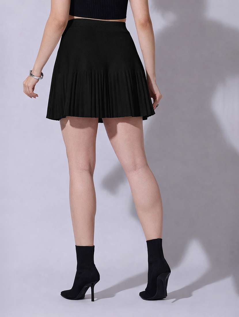 women solid high rise pleated skirt - 22321818 -  Standard Image - 2