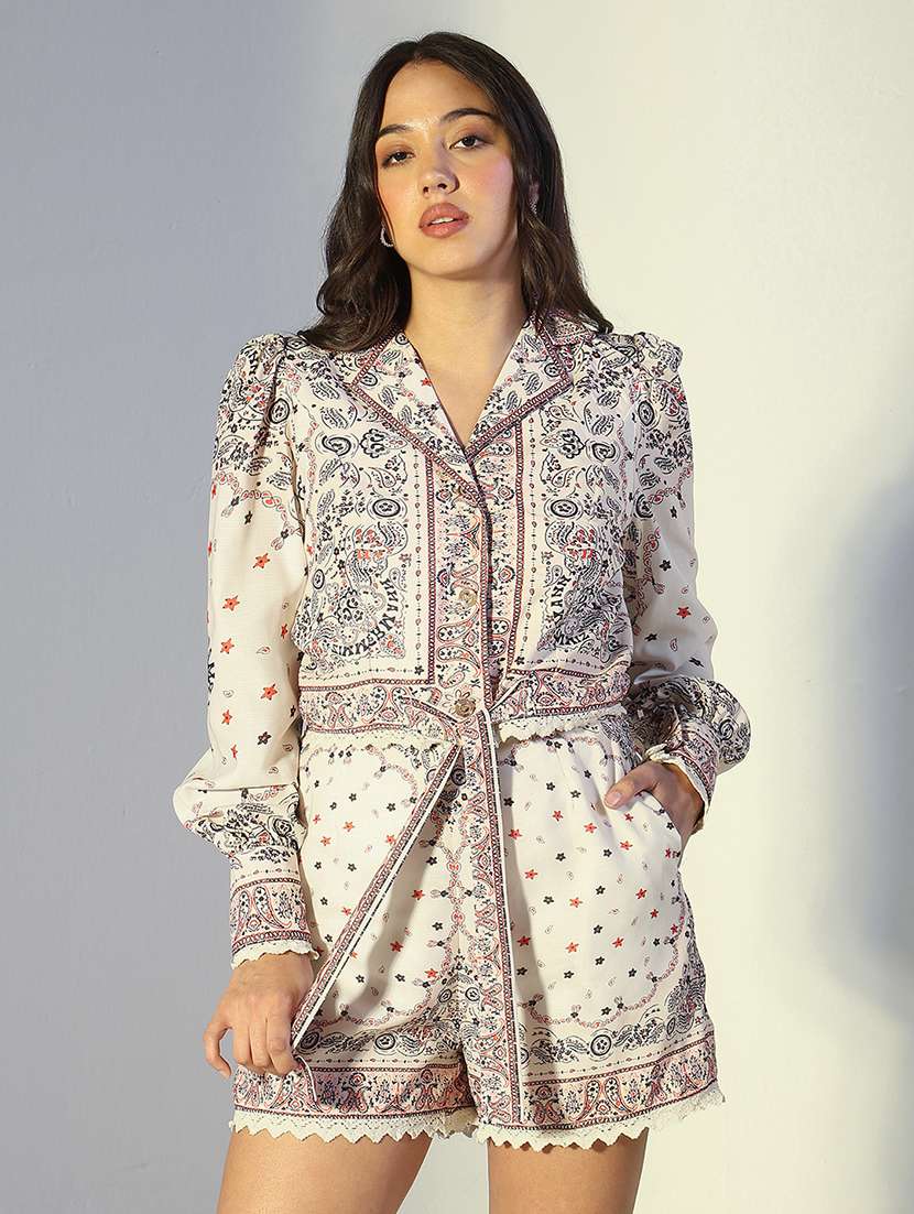 women printed shirt and shorts co-ord set - 22321830 -  Standard Image - 2