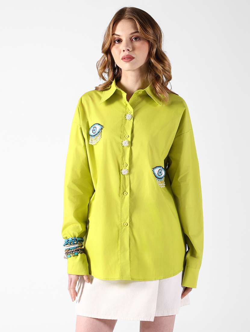 women embroidered long sleeve oversized shirt - 22321850 -  Standard Image - 2