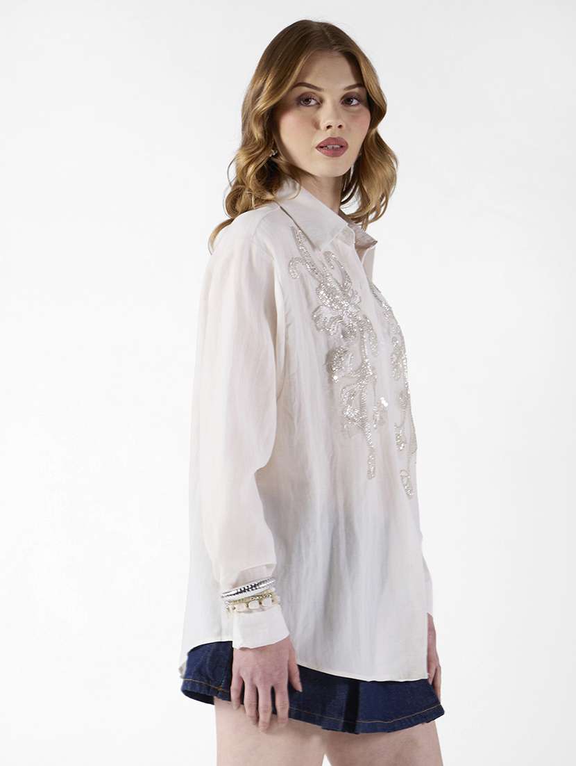 women embellished long sleeve oversized shirt - 22321853 -  Standard Image - 2