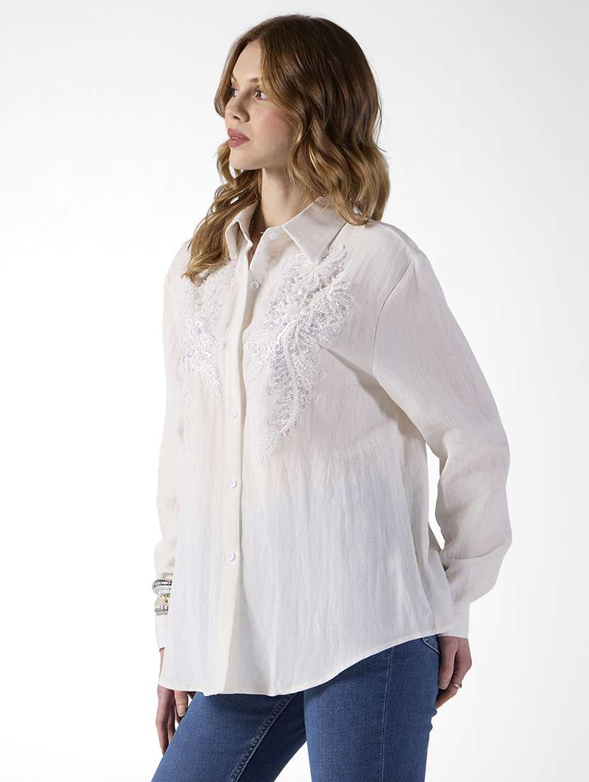 women embellished long sleeve oversized shirt - 22321855 -  Standard Image - 2