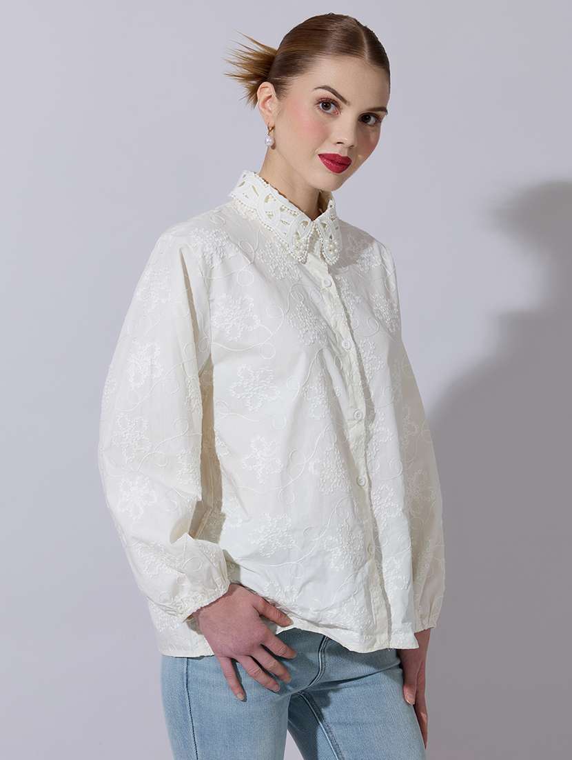 women embroidered long sleeve oversized shirt - 22321863 -  Standard Image - 2