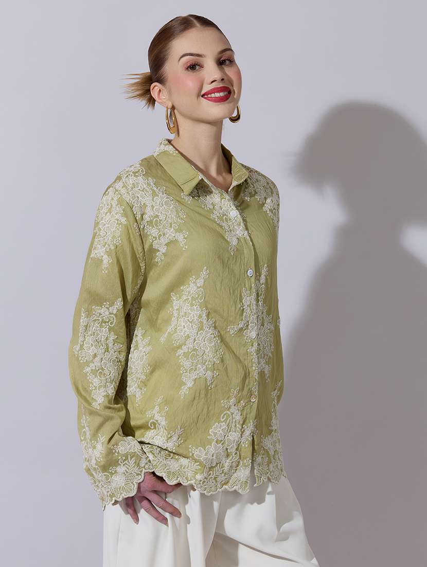 women embroidered long sleeve oversized shirt - 22321873 -  Standard Image - 2