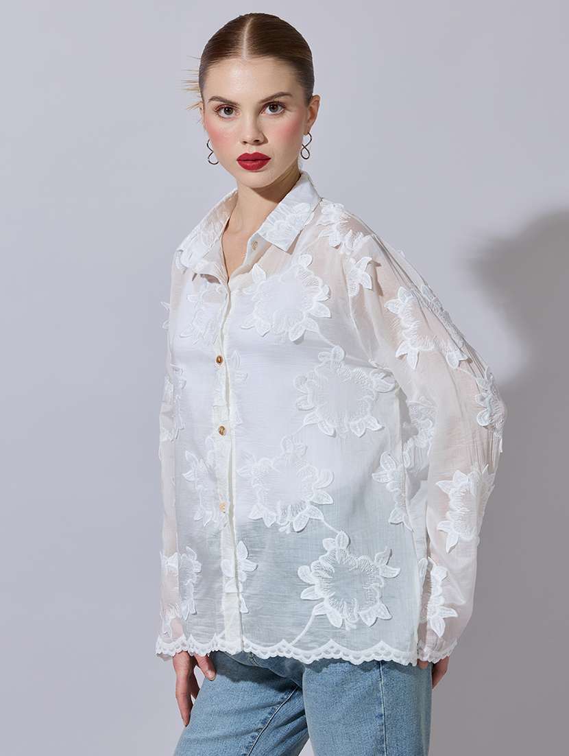 women self designed collared long sleeve shirt - 22321875 -  Standard Image - 2