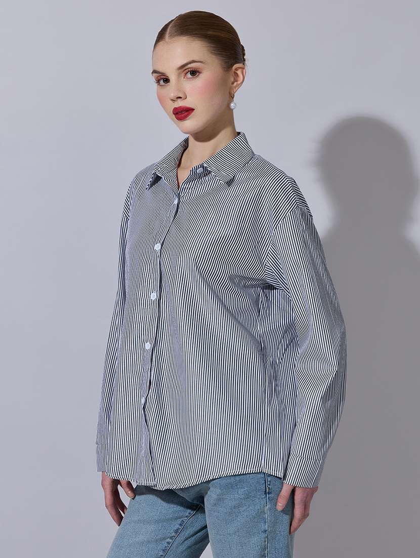 women striped long sleeve oversized shirt - 22321885 -  Standard Image - 2