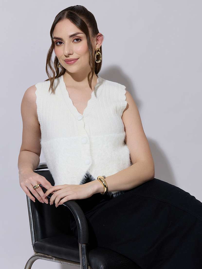 girls self designed sleeveless vest top