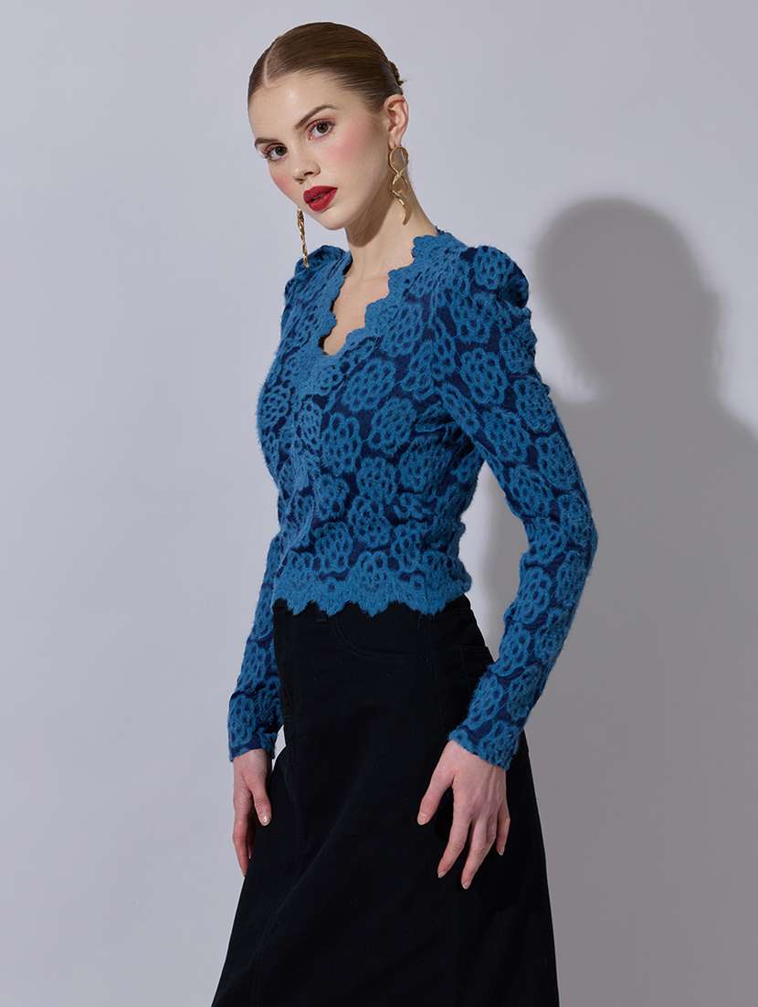 women self designed puff sleeve crop top - 22321952 -  Standard Image - 2