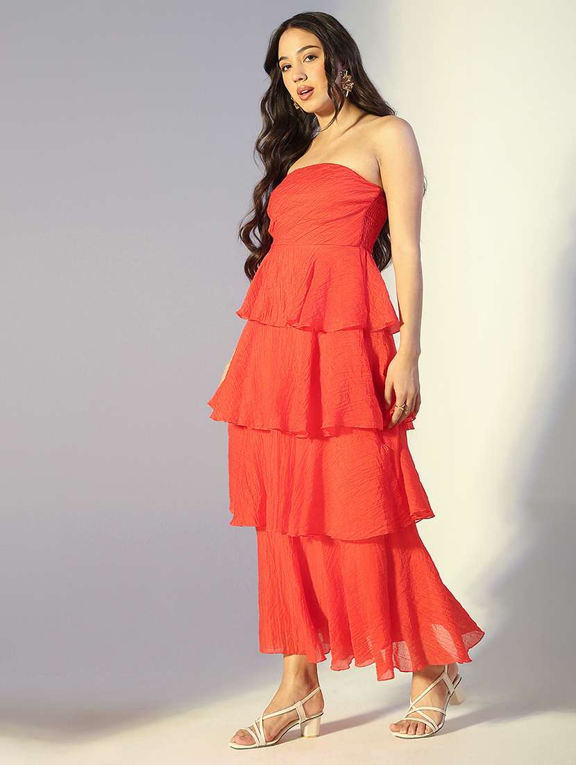 women solid sleeveless ruffle dress - 22321979 -  Standard Image - 2