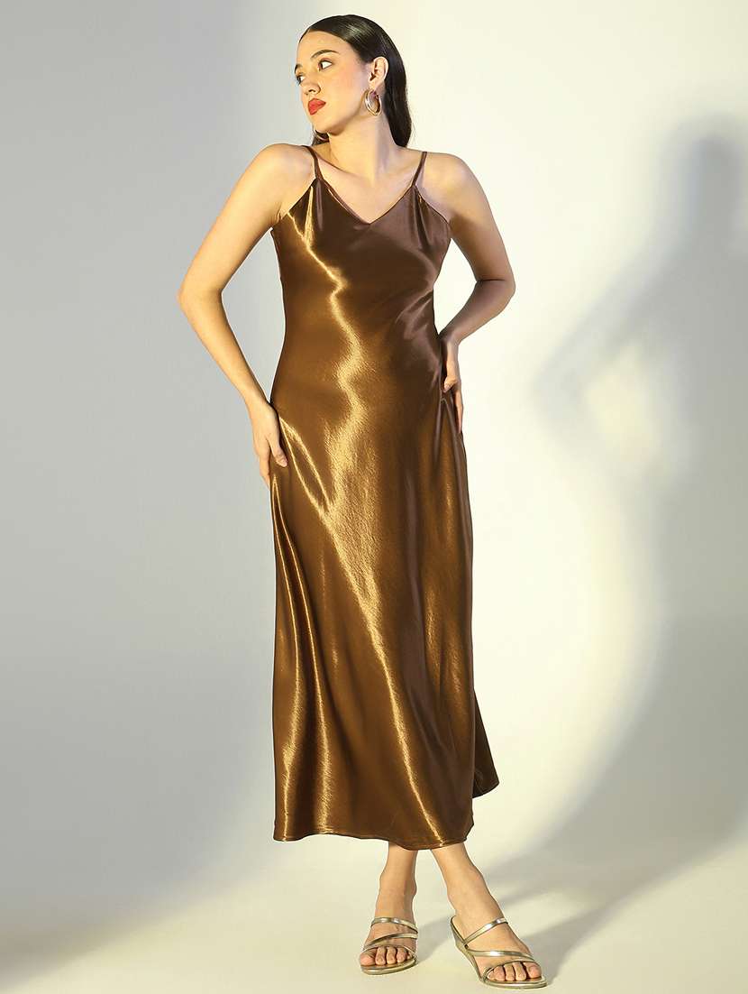 women solid shoulder strap a-line dress - 22321995 -  Standard Image - 2